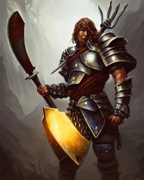 Hugetauren Warrior In Armor Holding A Two Handed Stable Diffusion