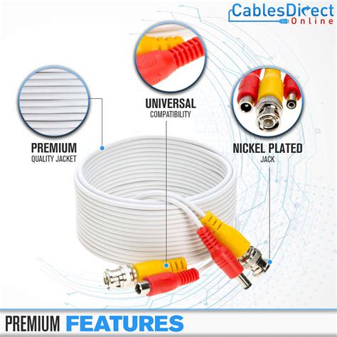 Getuscart Ft Black Premade Bnc Video Power Cable Wire For Security