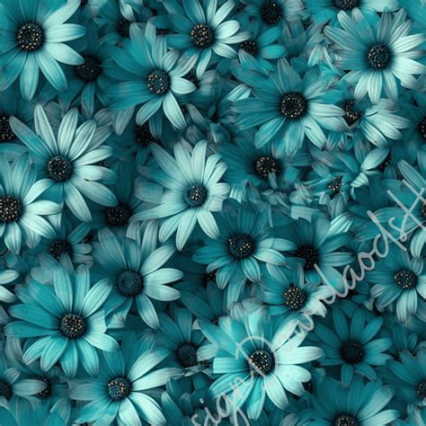 Realistic Turquoise Floral Digital Paper Printable Seamless Etsy