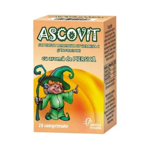 Ascovit Cu Aroma De Piersica 100 Mg 20 Comprimate Omega Pharma