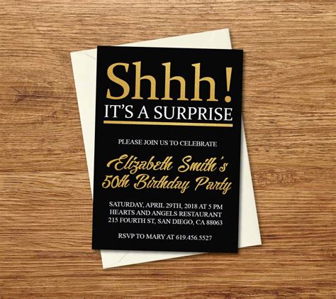 Shhh It S A Surprise Party Invitation Wording