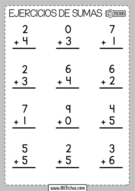 Ejercicios De Sumas De Cifras Abc Fichas