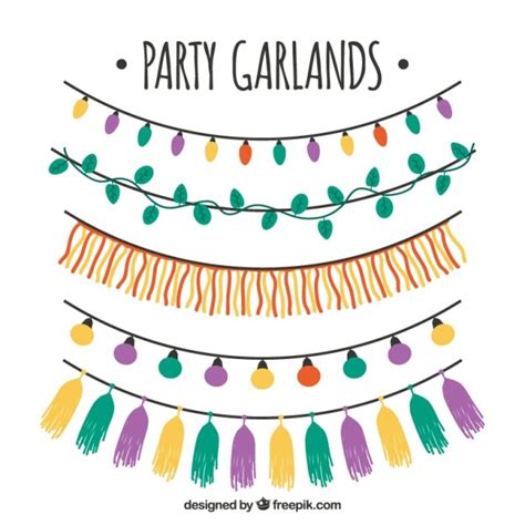 Free Vector Pack Of Party Garlands And String Lights