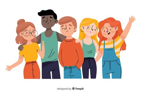 Free Vector | Group of young people posing for a photo