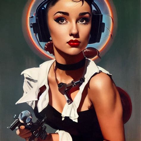 Atompunk Ariana Grande Norman Rockwell Boris Vallejo Midjourney