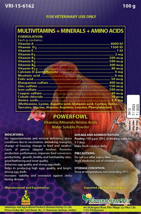 Powerfowl 100g Multivitamins Minerals Amino Acids For Conditioning Pre Con