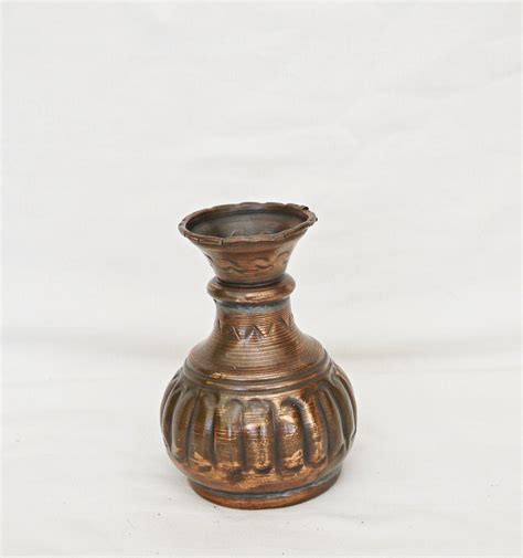 Vintage Copper Vase Ornate Vase Small Cooper Vase Patina Old Etsy