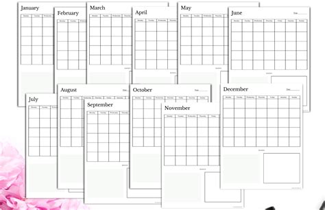 Free Undated Monthly Calendar Printable Plus Fillable PDF - Just Love ...