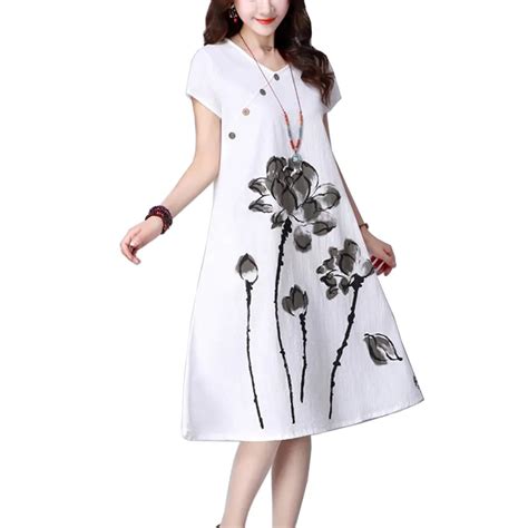 2018 Summer Dress Plus Size Short Sleeve White Women Dress Casual