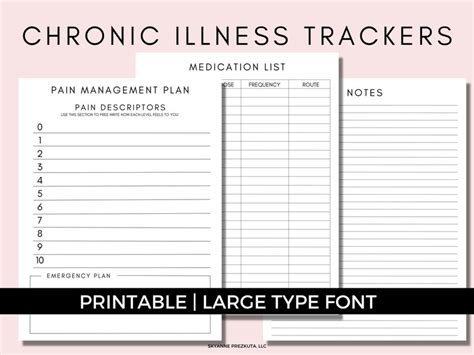 Chronic Illness Tracker Chronic Pain Tracker Daily Pain Etsy