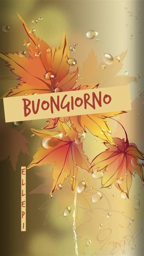 An Image Of Autumn Leaves With The Word Buon Giorno On It