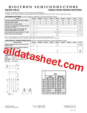 Kbl Datasheet Pdf Digitron Semiconductors