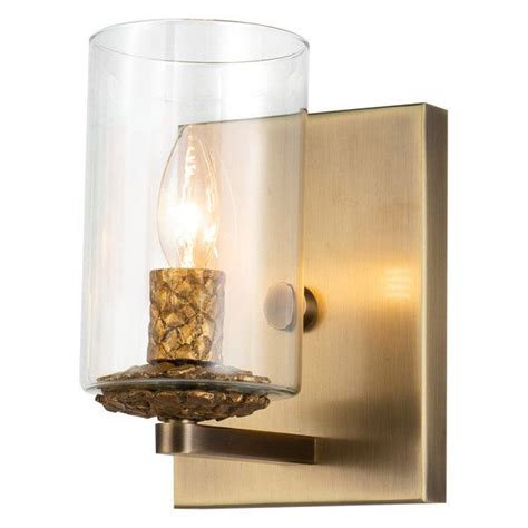 Bolivar 1 Light Bath Vanity Light Antiqued Brass Transitional