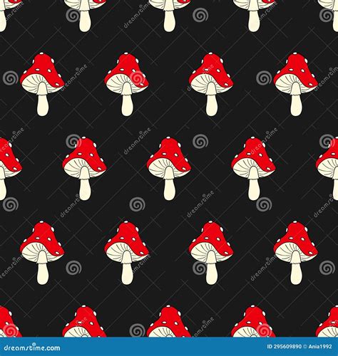 Mushroom Seamless Pattern Amanita Muscaria Fly Agaric Texture Design