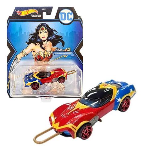 Hot Wheels Carrinho Mulher Maravilha Dc Comics Character Cars Mattel Gyb Carrinho De