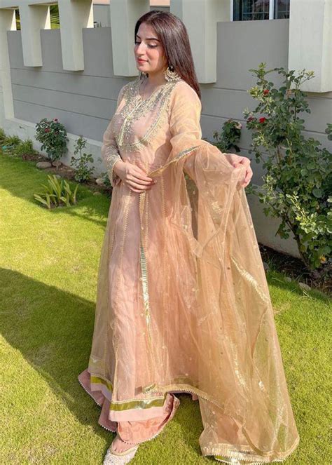 Peach Blush Frock And Dupatta Laam