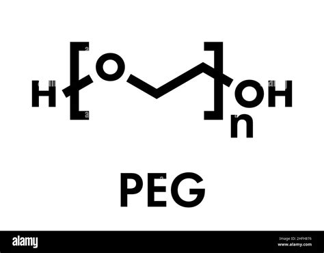 Polyethylene glycol (PEG), chemical structure. Forms of PEG are used as ...