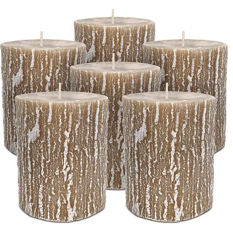 Hyoola 25 X 35 Inch Unscented Dripless Timberline Rustic Pillar Candles Sahara 6 Pack