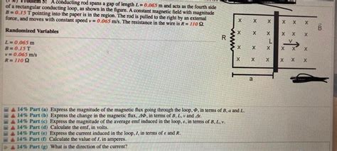 Solved M A Conducting Rod Spans A Gap Of Length L M Chegg
