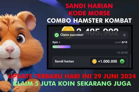 Sandi Harian Hamster Kombat Terbaru Juni Lengkap Dengan Combo