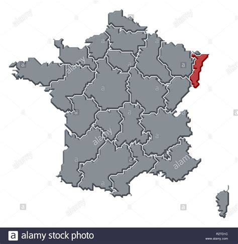 Map Of Francealsace Highlighted Stock Photo Alamy