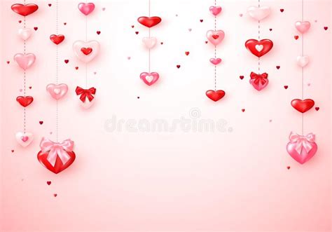 Heart Garlands Valentines Day Romantic Background Hearts With Silk