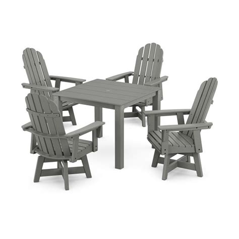 POLYWOOD Vineyard Curveback Adirondack 5 Piece Parsons Swivel Dining