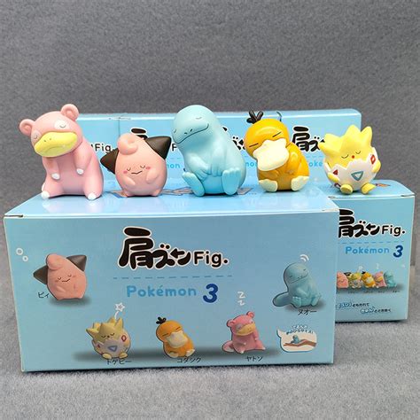 5Pcs Set Anime Pokemon Figure Pikachu Slowpoke Psyduck Togepi Snorlax