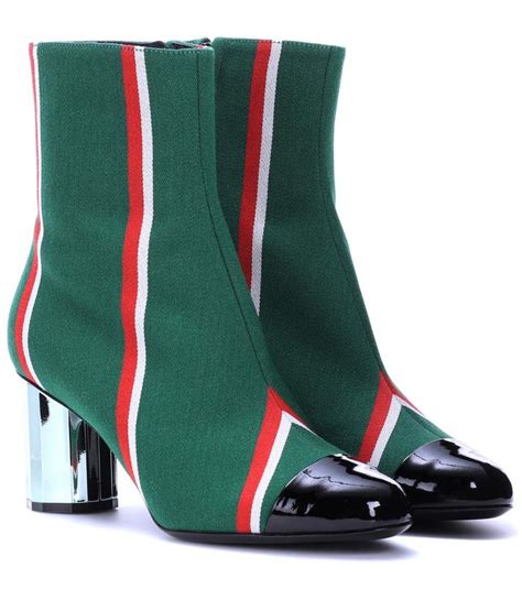 Marco De Vincenzo Striped Wool Ankle Boots In Green Modesens