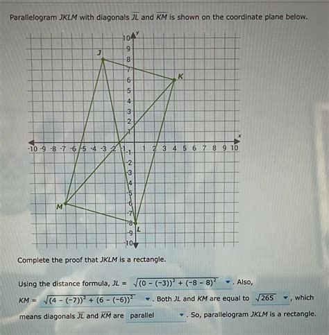 Solved Parallelogram Jklm With Diagonals Overline Jl And Overline Km