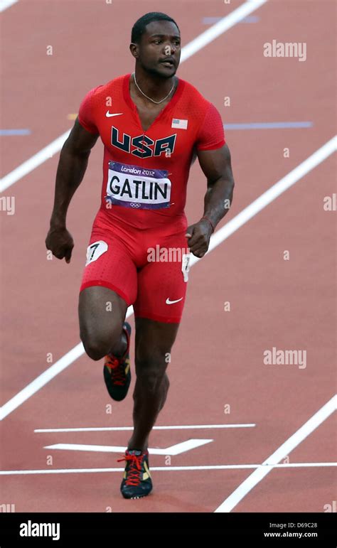 Justin Gatlin of USA competes in the Men's 100m semifinal during the London 2012 Olympic Games ...