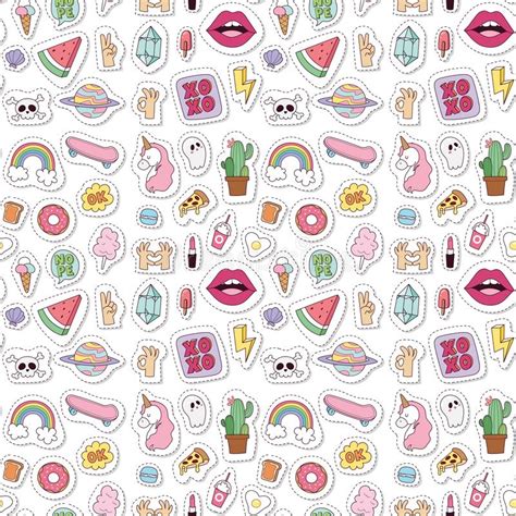 Hipster Patches Elements Hand Drawn Cute Fashionable Stickers Doodle ...