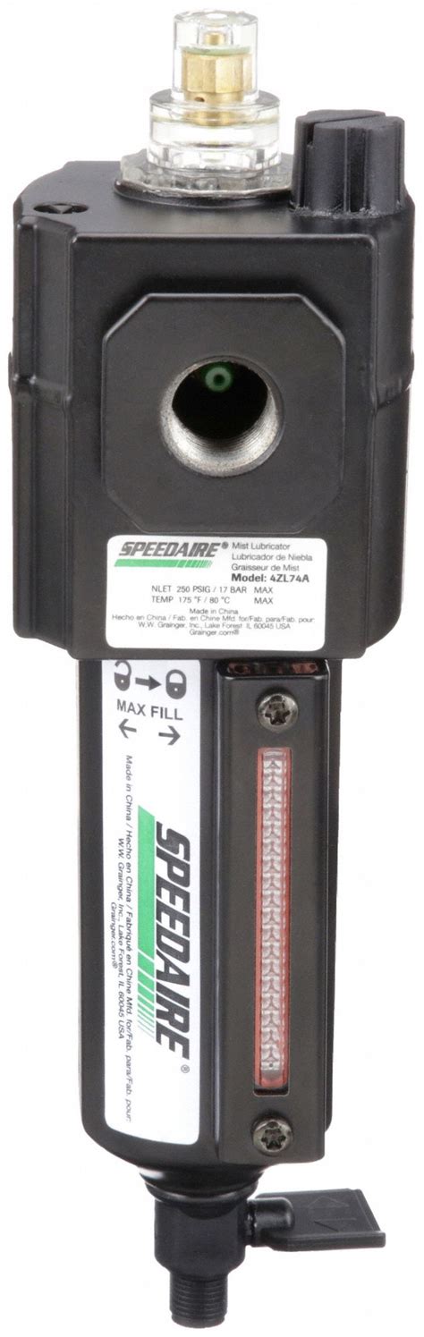 SPEEDAIRE Mist 3 8 In NPT Compressed Air Lubricator 4ZL74 4ZL74