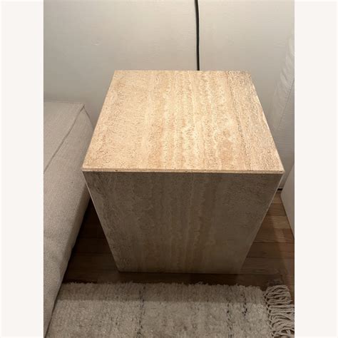 Vintage Travertine Cubed Side Table Aptdeco