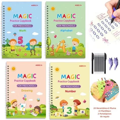 Pcs Kit Escolar Cuaderno Magico Caligraf A Reutilizables Meses Sin