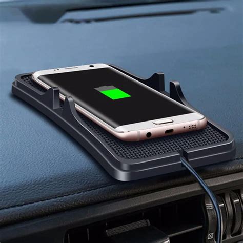 Qi Car Wireless Charger Charging Pad Dock For Qi Enabled Devices Anti Slip Silicone Mat Mobile