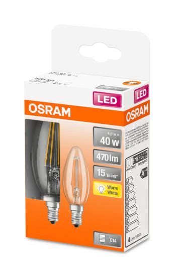 2er Pack Osram 4058075330511 Led Kerze Retrofit Classic B 4w Warmweiss