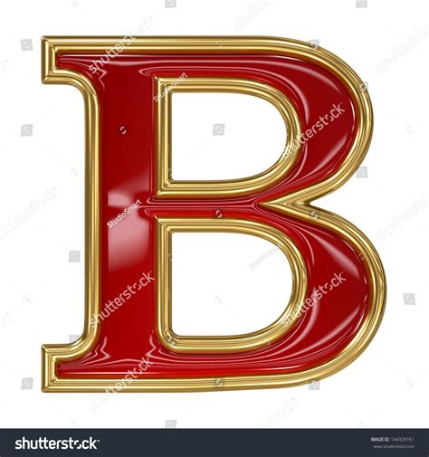 Ruby Red Golden Outline Alphabet Letter Stock Illustration