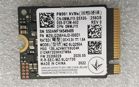 SSD Disk Samsung PM991 MZALQ512HALU NVMe PCIe 3 0 X4 256GB DPN 0MMJYX