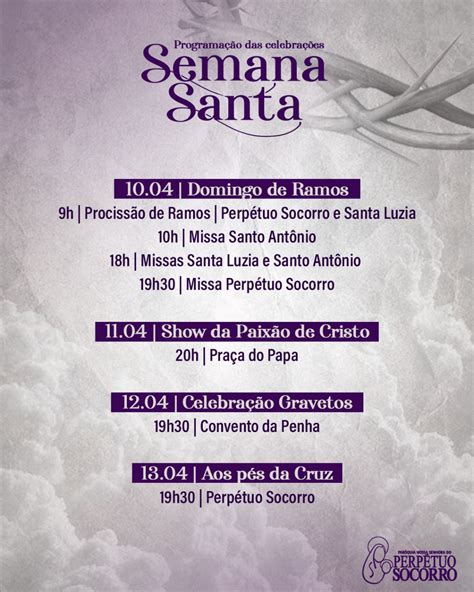 Programação Semana Santa Paróquia Nossa Senhora do Perpétuo Socorro