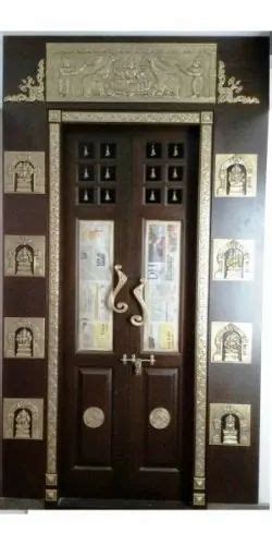 Custom Made Open Hinged Pooja Doors With Brass Fittings 6mm Brass Design Plate Work Provided