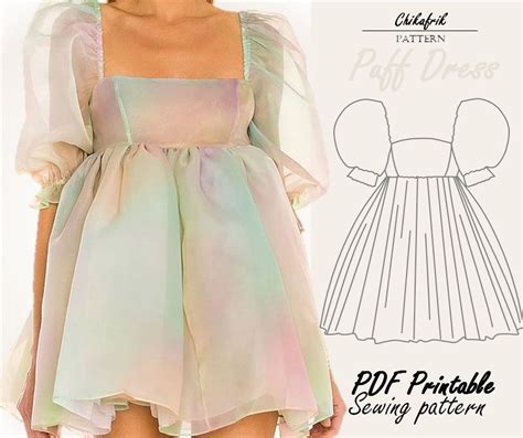 Puff Dress Pattern Pdf Digital Pattern Us Size Sewing Pattern Puff