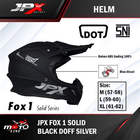 Jual Helm Jpx Cross Full Face Fox Solid Black Doff Silver Indonesia