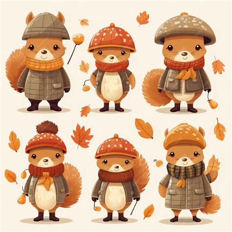 Premium Photo | Cute cartoon foxes and autumn leaves Vector illustration of forest animals