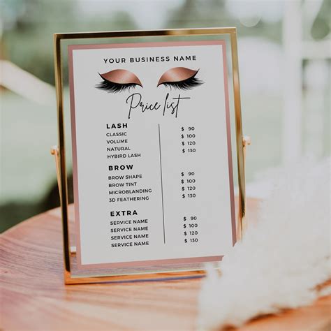 Lash Price List Template Price List Flyer Editable Price Etsy España