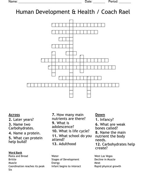 Human Development And Health Coach Rael Crossword Wordmint