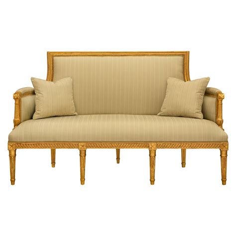 French Louis Xvi Style Giltwood Antique Settee Sofa Canape C At