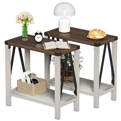 Choochoo Farmhouse End Table Set Of Narrow Side End Table With