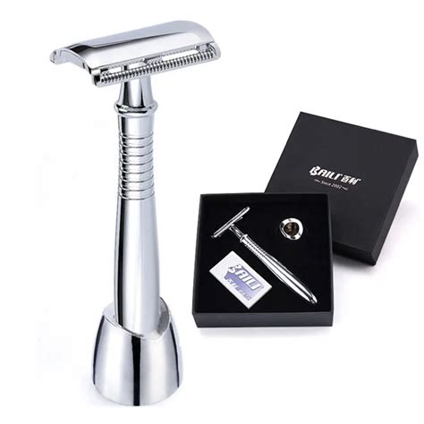 Double Edge Safety Manual Razor Vintage Shaver Silver Chrome Long