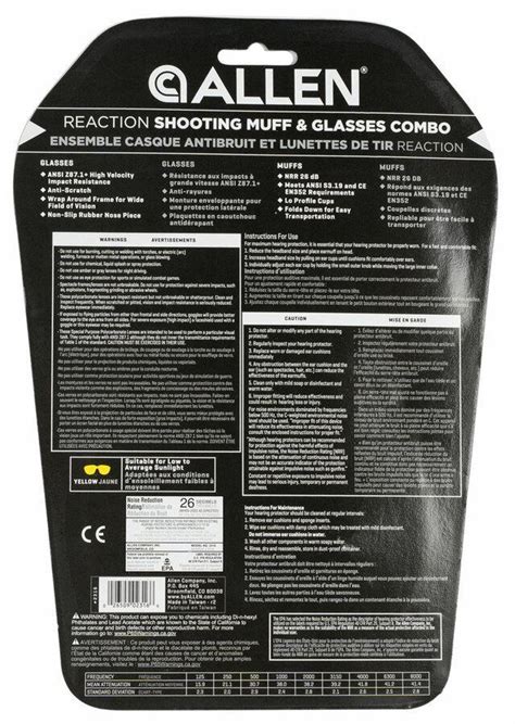 Allen Co Inc Allen 2316 Reaction Shooting M Glasses Combo Yeagers